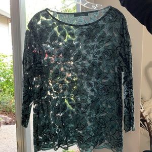 Cutloose sheer blue green floral top